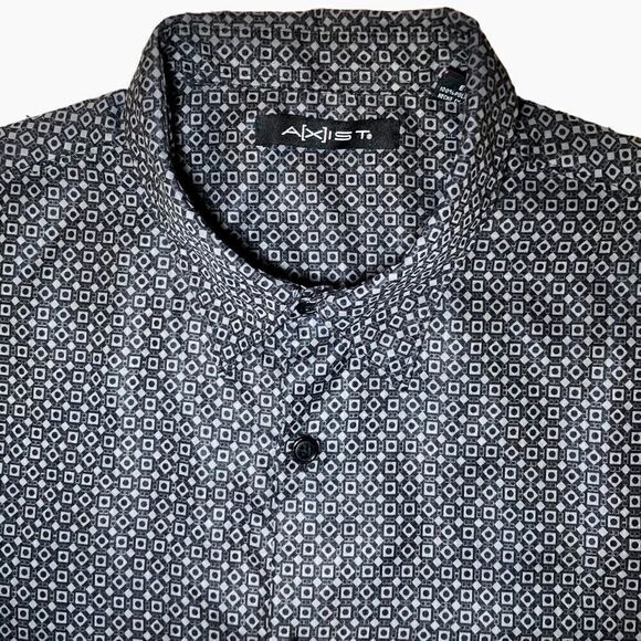 Axist Short Sleeve Geometric Mini Print Shirt in Black/Grey Men’s XL - Picture 1 of 7